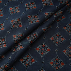 Hand block ajrakh print natural dyed cotton fabric 30