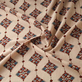 Hand block ajrakh print natural dyed cotton fabric 33