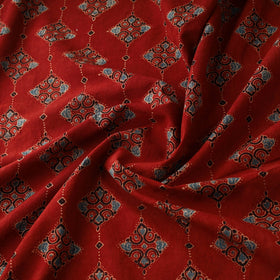 Hand block ajrakh print natural dyed cotton fabric 35