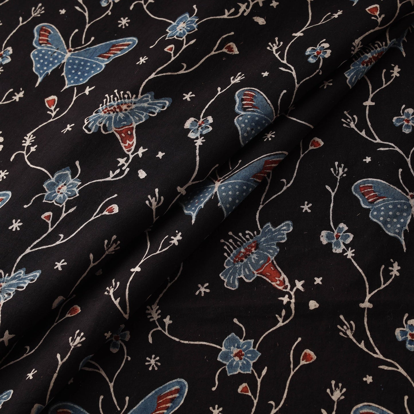 Hand block ajrakh print natural dyed cotton fabric 36