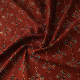 Hand block ajrakh print natural dyed cotton fabric 37