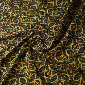 Hand block ajrakh print natural dyed cotton fabric 39