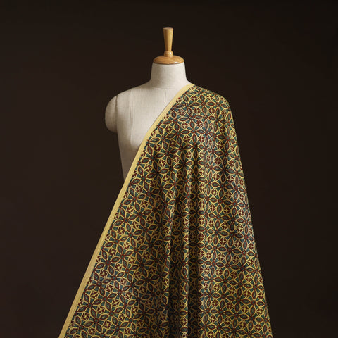 Hand block ajrakh print natural dyed cotton fabric 39