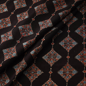 Hand block ajrakh print natural dyed cotton fabric 41