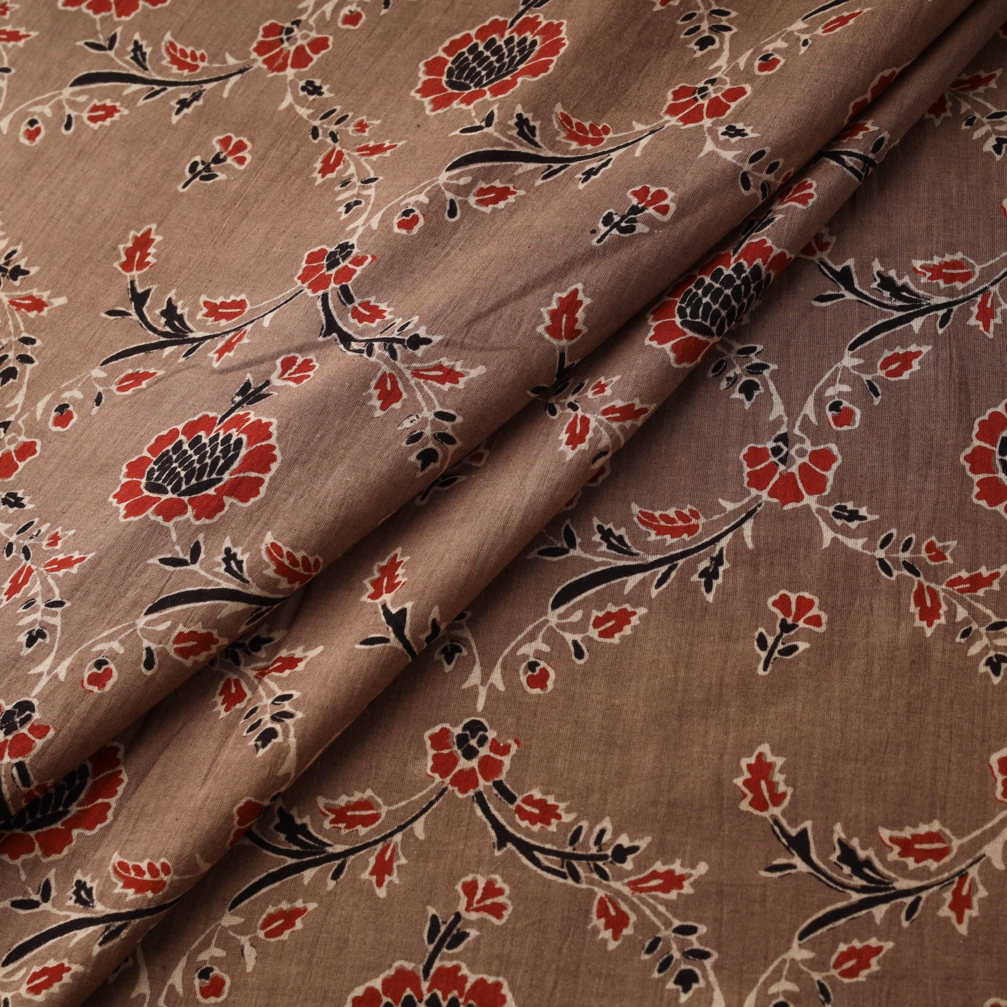 Hand block ajrakh print natural dyed pure mul cotton fabric
