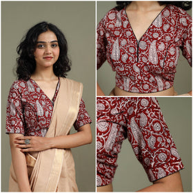 Hand block bagh print natural dyed cotton readymade blouse