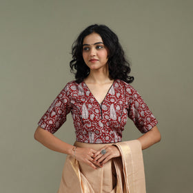 Hand block bagh print natural dyed cotton readymade blouse