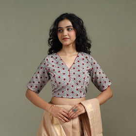 Hand block bagh print natural dyed cotton readymade blouse