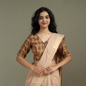 Hand block bagh print natural dyed cotton readymade blouse