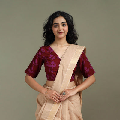 Hand block bagh print natural dyed cotton readymade blouse