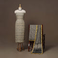 Hand block bagru print linen 3pc unstitched dress material