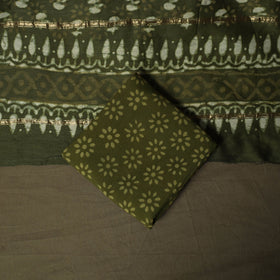 Hand block batik print chanderi silk 3pc unstitched dress