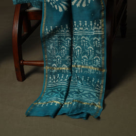 Hand block batik print chanderi silk 3pc unstitched dress