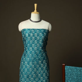 Hand block batik print chanderi silk 3pc unstitched dress
