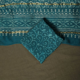 Hand block batik print chanderi silk 3pc unstitched dress