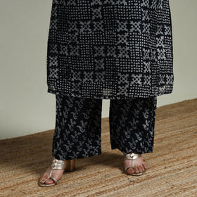 Hand block batik print chanderi silk suit set with dupatta