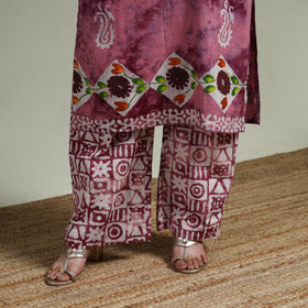 Hand block batik print cotton suit set with dupatta