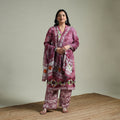 Hand block batik print cotton suit set with dupatta