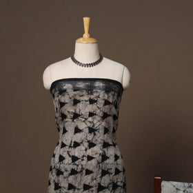 Hand block batik print linen 3pc unstitched dress material