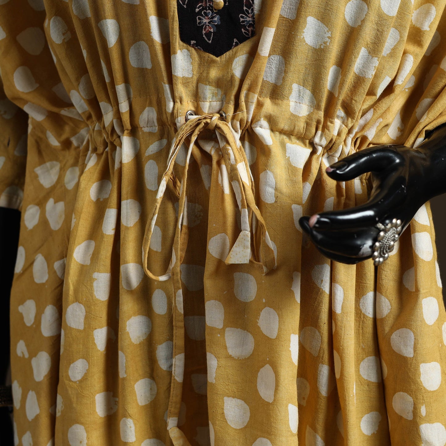 Hand block batik print patchwork cotton kaftan (short) 31