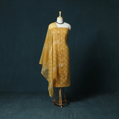 Hand block jaipur print cotton 3pc unstitched dress