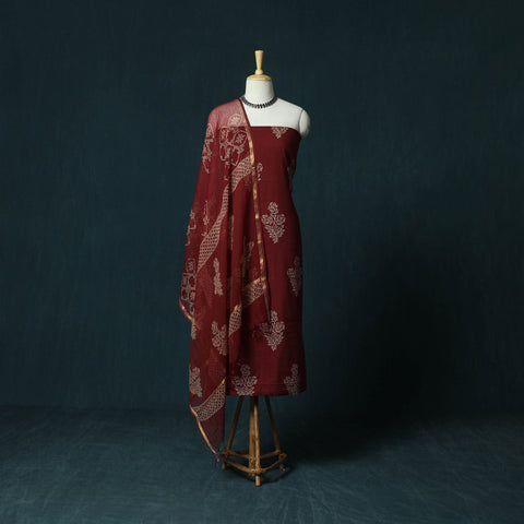 Hand block jaipur print cotton 3pc unstitched dress