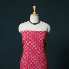 Hand block jaipur print cotton 3pc unstitched dress