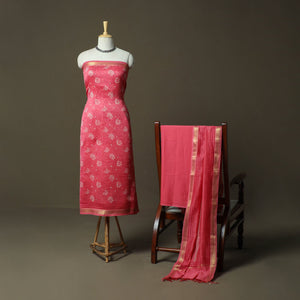 Hand block jaipur print maheshwari silk handloom 3pc