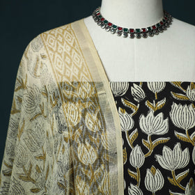 Hand block print bagru cotton 3pc unstitched dress material