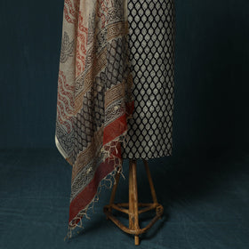 Hand block print bagru cotton 3pc unstitched dress material
