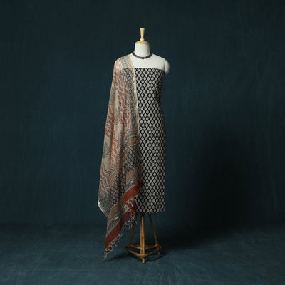 Hand block print bagru cotton 3pc unstitched dress material
