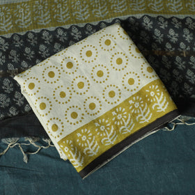 Hand block print bagru cotton 3pc unstitched dress material