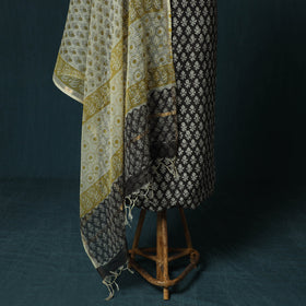 Hand block print bagru cotton 3pc unstitched dress material