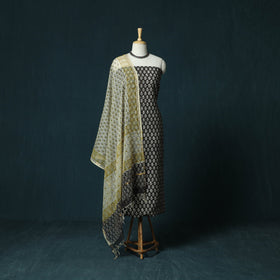 Hand block print bagru cotton 3pc unstitched dress material