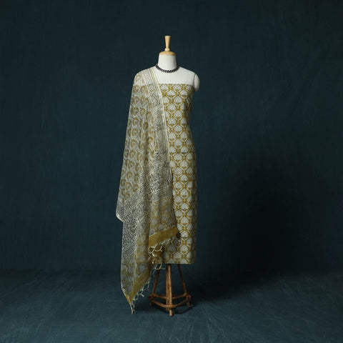 Hand block print bagru cotton 3pc unstitched dress material