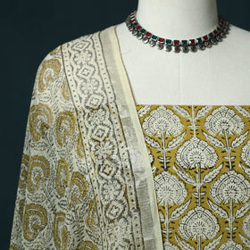 Hand block print bagru cotton 3pc unstitched dress material