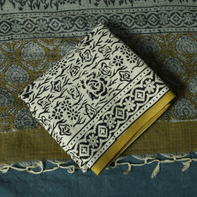 Hand block print bagru cotton 3pc unstitched dress material