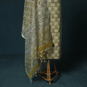 Hand block print bagru cotton 3pc unstitched dress material