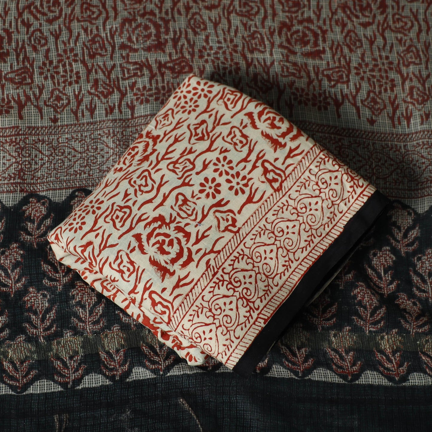 Hand block print bagru cotton 3pc unstitched dress material