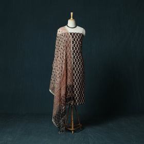 Hand block print bagru cotton 3pc unstitched dress material