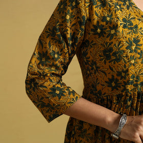  Blue Hand Block Print Cotton Flared Ajrakh Dress