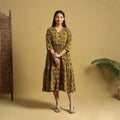  Blue Hand Block Print Cotton Flared Ajrakh Dress
