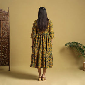  Blue Hand Block Print Cotton Flared Ajrakh Dress