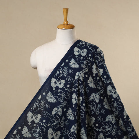 Hand block print cotton indigo bagru fabric 05 - handcrafted