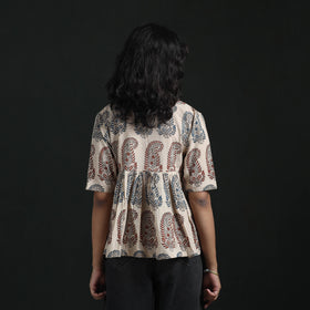 Hand block print cotton natural dyed ajrakh crop top 05