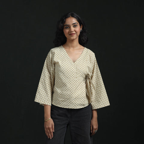 Hand block print cotton natural dyed angrakha ajrakh crop