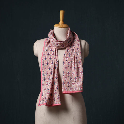 Hand block print cotton sanganeri stole 16 - handcrafted