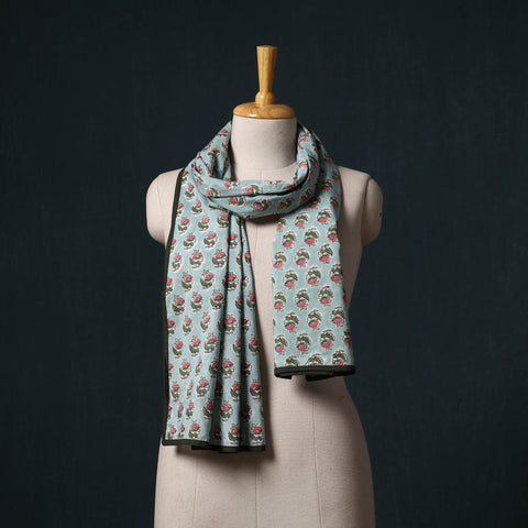 Hand block print cotton sanganeri stole 18 - handcrafted