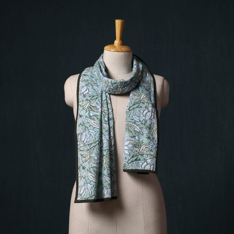 Hand block print cotton sanganeri stole 23 - handcrafted