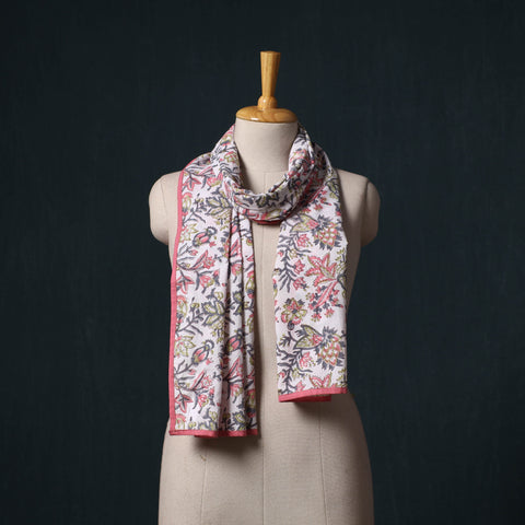 Hand block print cotton sanganeri stole 24 - handcrafted